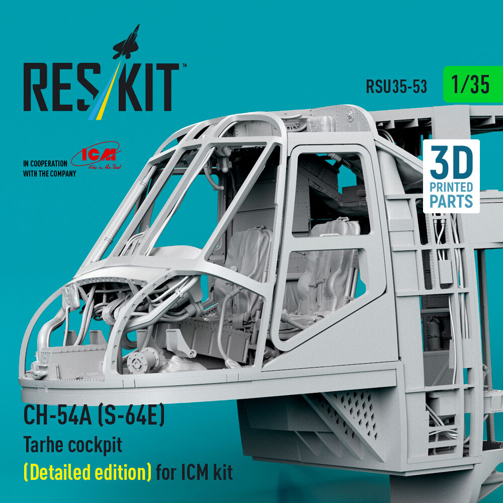 CH-54A (S-64E) Tarhe cockpit (Detailed edition) for ICM kit (3D Printed)