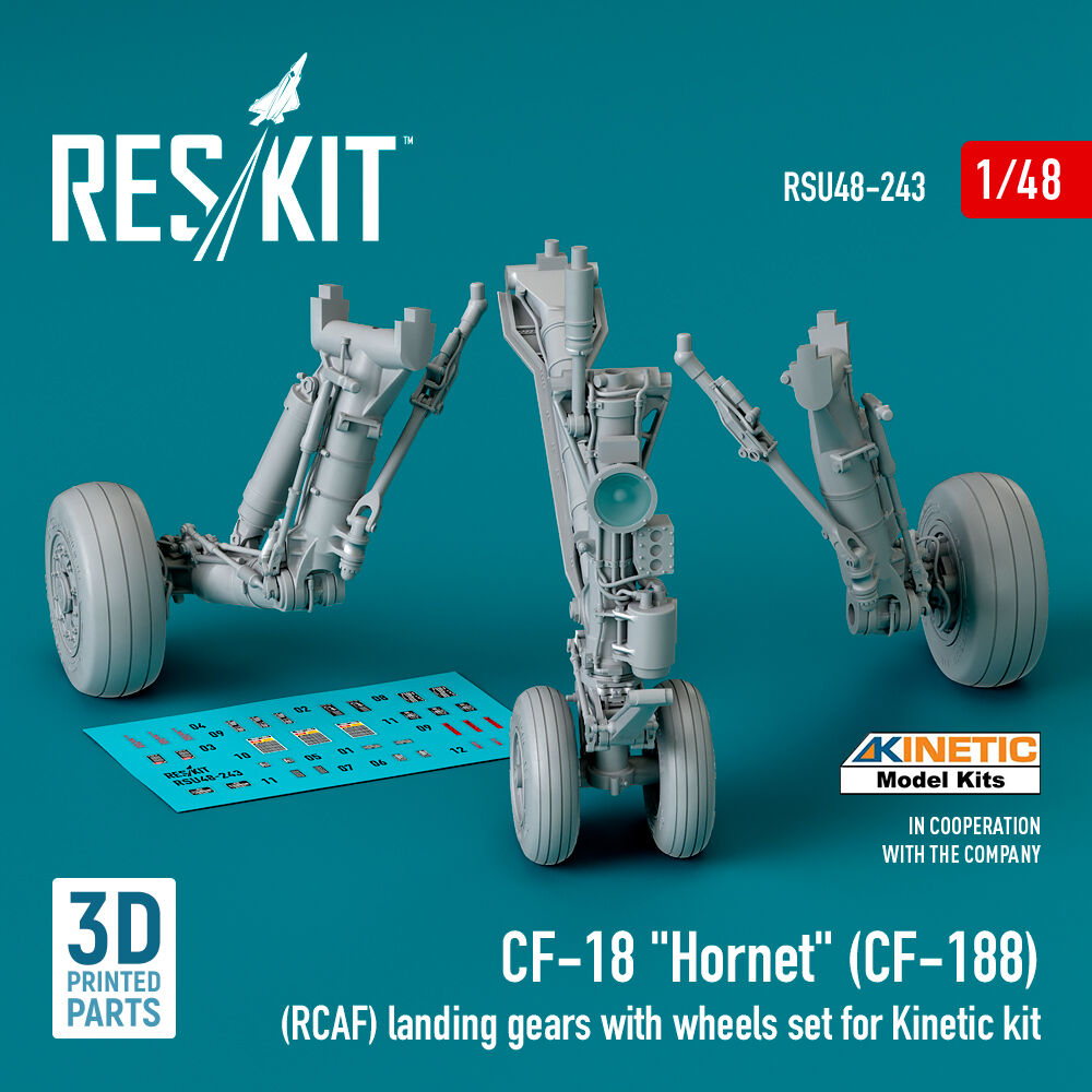 CF-18 Hornet (CF-188) (RCAF) landing gears with wheels set for Kinetic kit (3D Printed)