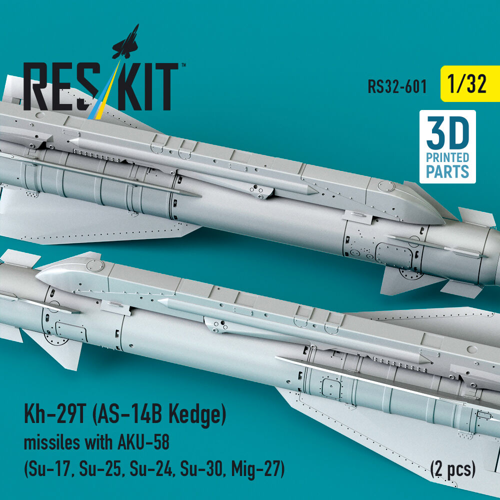Kh-29T (AS-14B Kedge) missiles with AKU-58 (2 pcs) (Su-17, Su-25, Su-24, Su-30, Mig-27) (3D Printed)