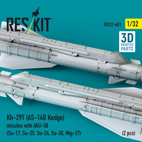 Kh-29T (AS-14B Kedge) missiles with AKU-58 (2 pcs) (Su-17, Su-25, Su-24, Su-30, Mig-27) (3D Printed)