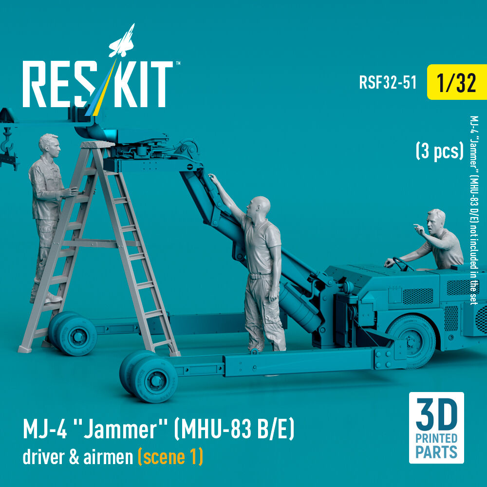 MJ-4 Jammer (MHU-83 B/E) driver & airmen (scene 1) (3 pcs) (3D Printed)