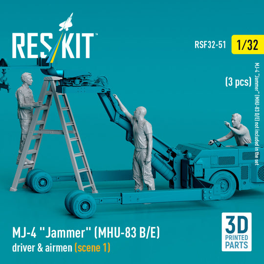 MJ-4 Jammer (MHU-83 B/E) driver & airmen (scene 1) (3 pcs) (3D Printed)