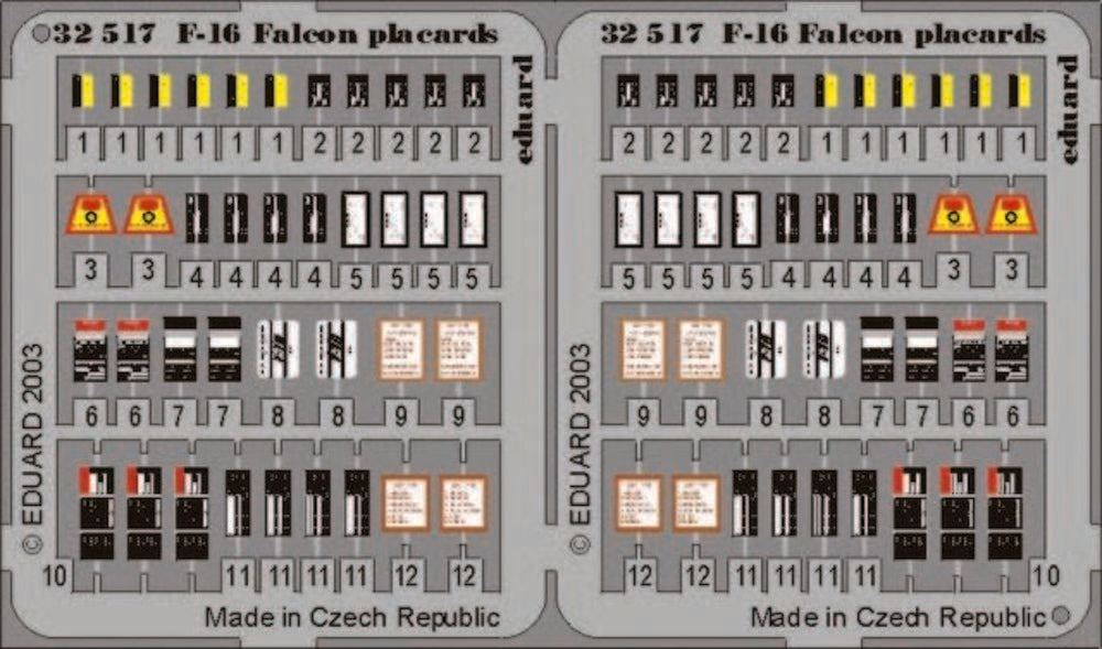 F-16 Falcon Placards für Hasegawa Bausatz