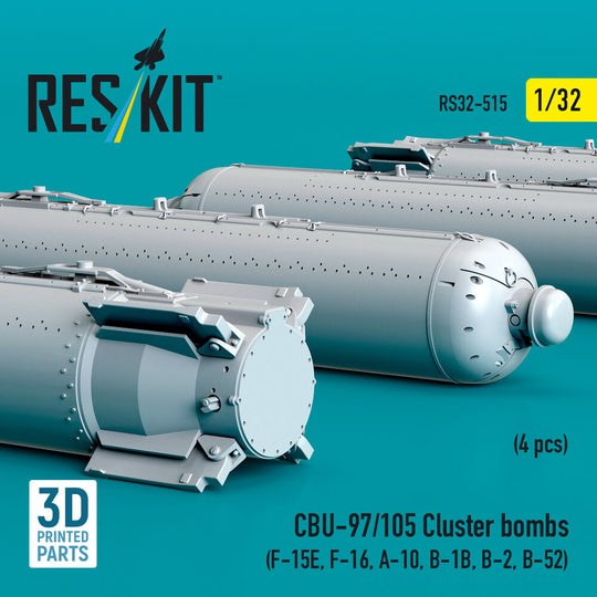 CBU-97/105 cluster bombs (4 pcs) (F-15E, F-16, A-10, B-1B, B-2, B-52) (3D Printed)