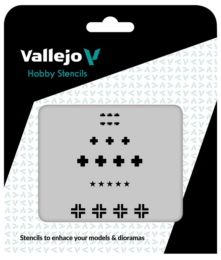 Vallejo Stencils: Assorted German WWII Tank Marks 125 x 125 mm