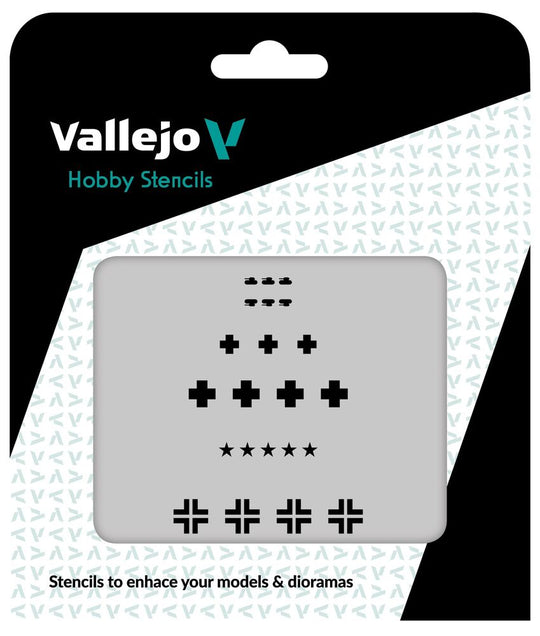 Vallejo Stencils: Assorted German WWII Tank Marks 125 x 125 mm