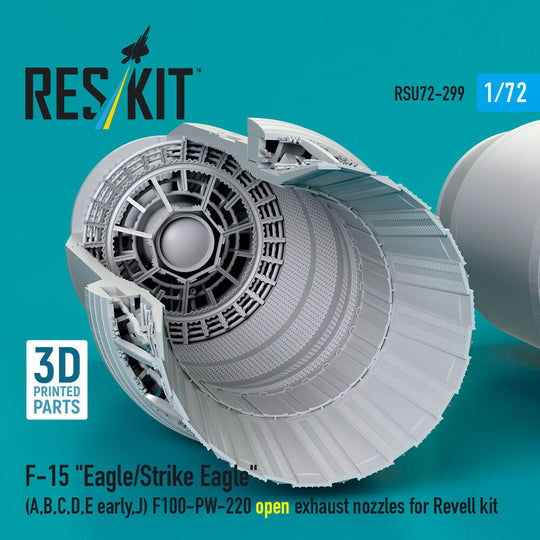 F?15 Eagle/Strike Eagle (A, B, C, D, E early, J) F100-PW-220 open exhaust nozzles for Revell kit (3D Printed)