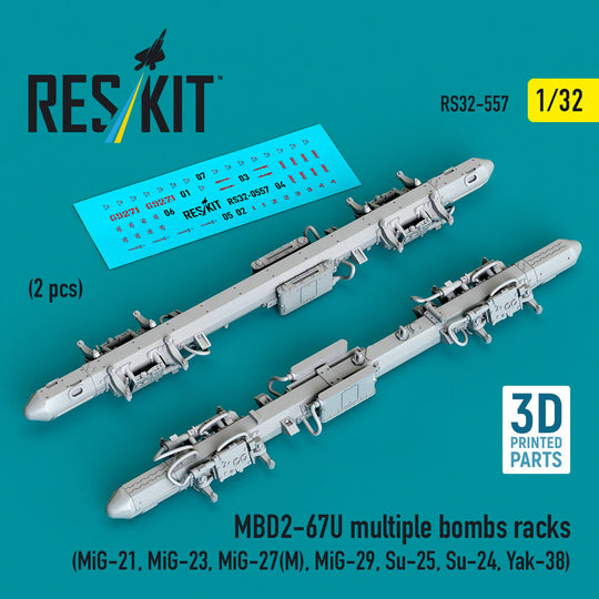 MBD2-67U multiple bombs racks (2 pcs) (MiG-21, MiG-23, MiG-27(?), MiG-29, Su-25, Su-24, Yak-38) (3D Printed)