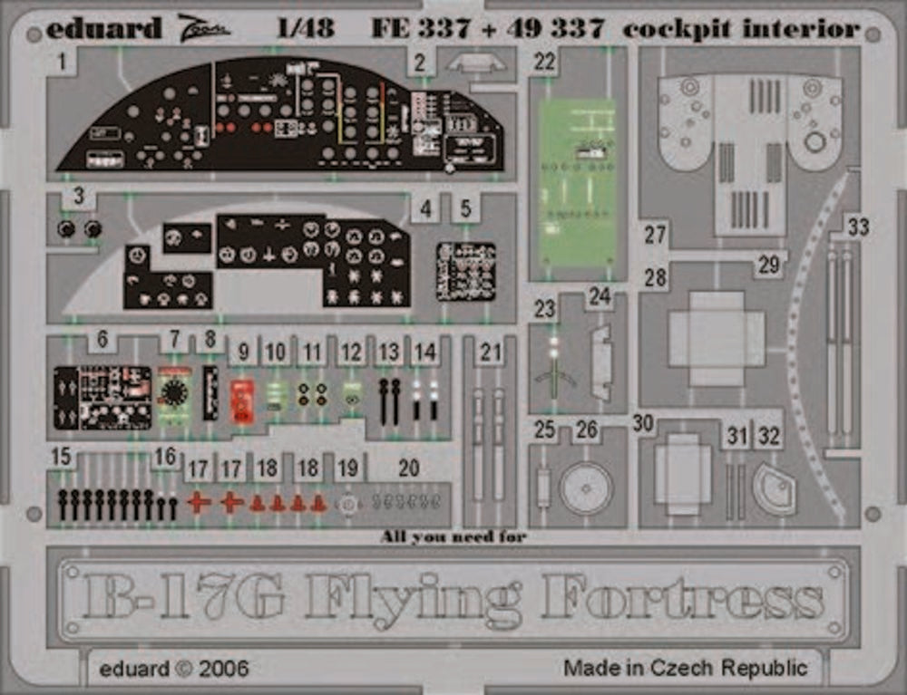 B-17G Flying Fortress cockpit interior für Revell/Monogram Bausatz