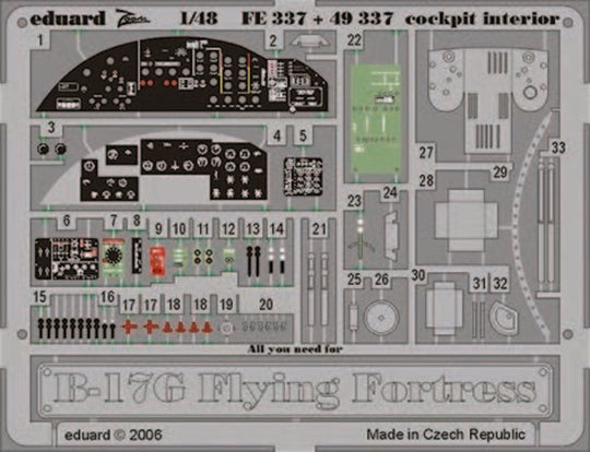 B-17G Flying Fortress cockpit interior für Revell/Monogram Bausatz