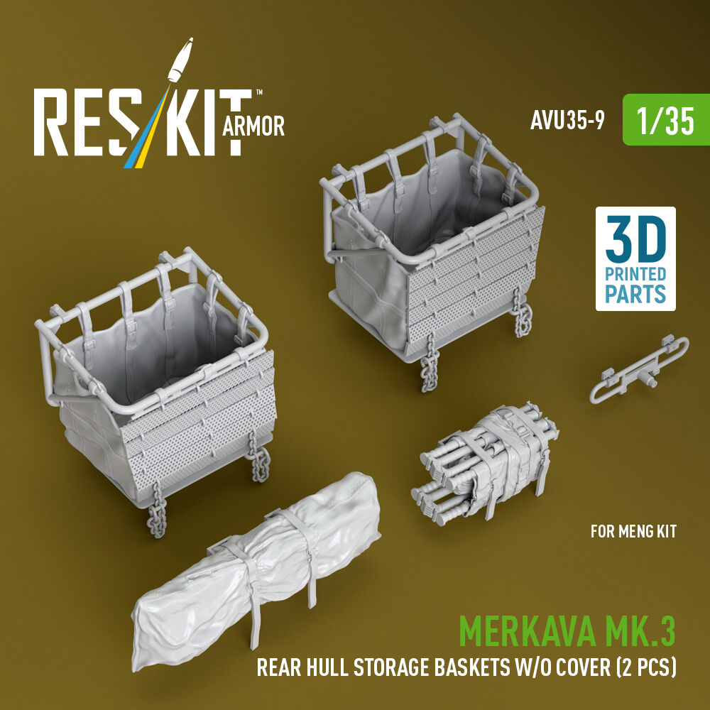 Merkava Mk.3 rear hull storage baskets w/o cover (2 pcs) for Meng kit (3D Printed)