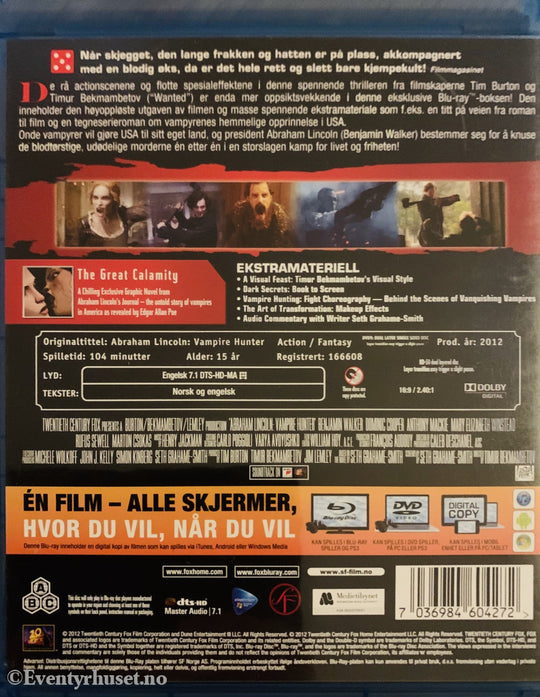 Abraham Lincoln - Vampire Hunter. Blu-Ray. Blu-Ray Disc