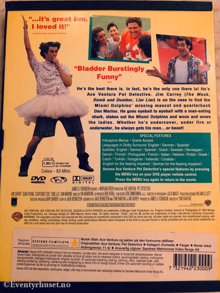 Ace Ventura - Pet Detective. Dvd Snapcase.