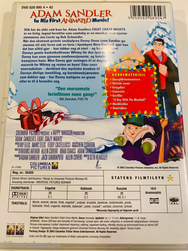 Adam Sandler’s Eight Crazy Nights. 2003. Dvd. Dvd