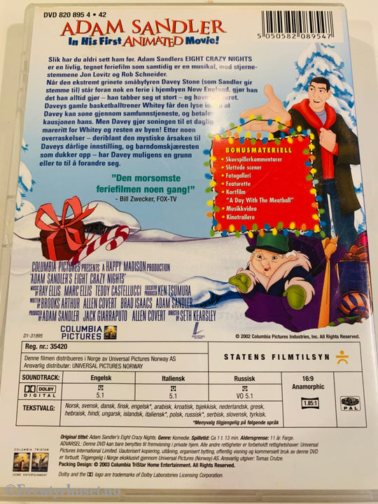 Adam Sandler’s Eight Crazy Nights. 2003. Dvd. Dvd