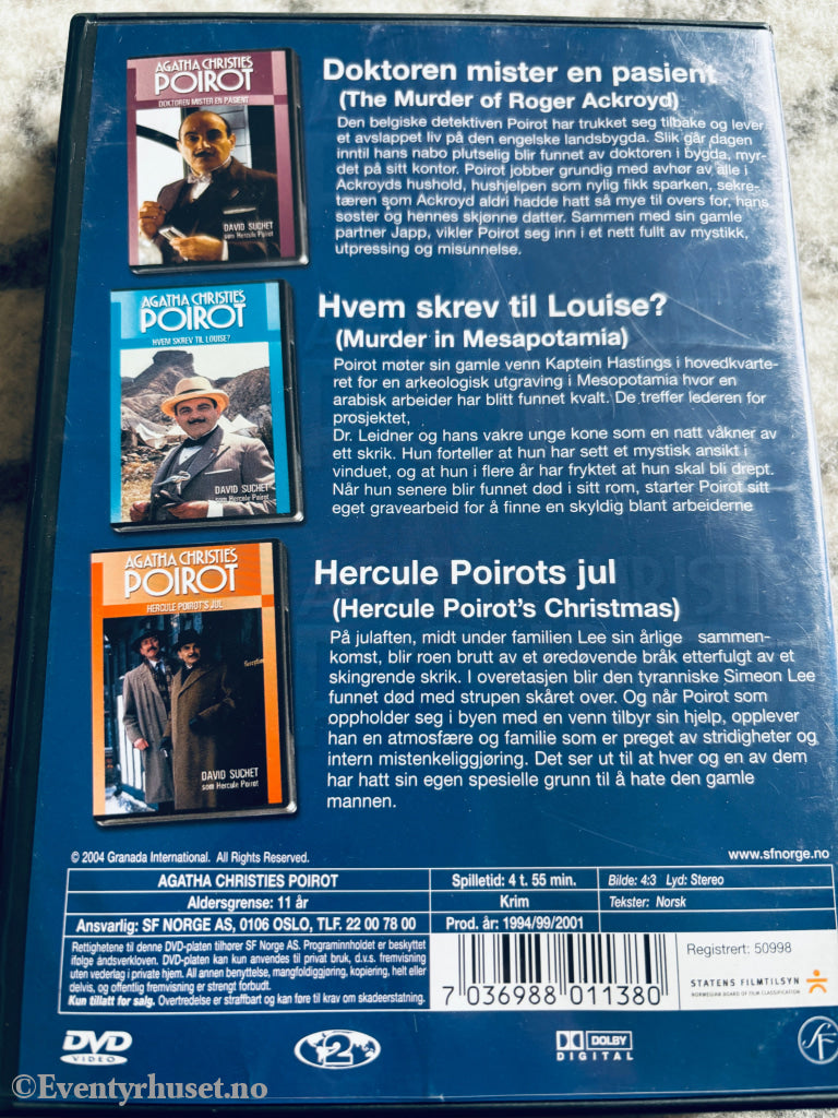 Agatha Christie's Poirot 3-disc versjon (Blå). DVD samleboks.