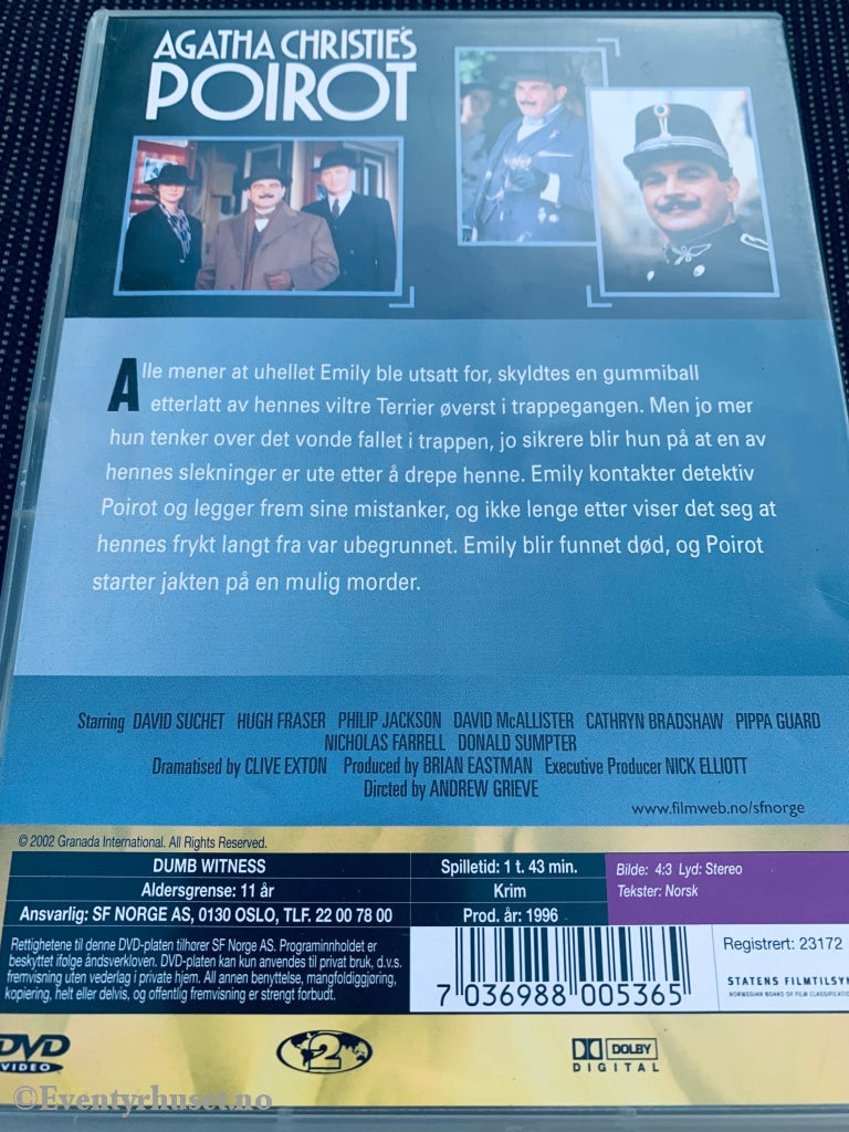 Agatha Christies Poirot. Det Tause Vitnet. Dvd. Dvd