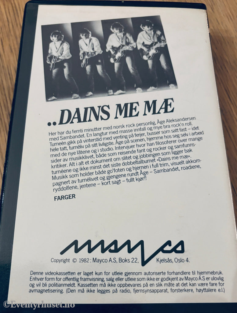 Åge Aleksandersen og sambandet. Dains me mæ. VHS Big Box. VHS