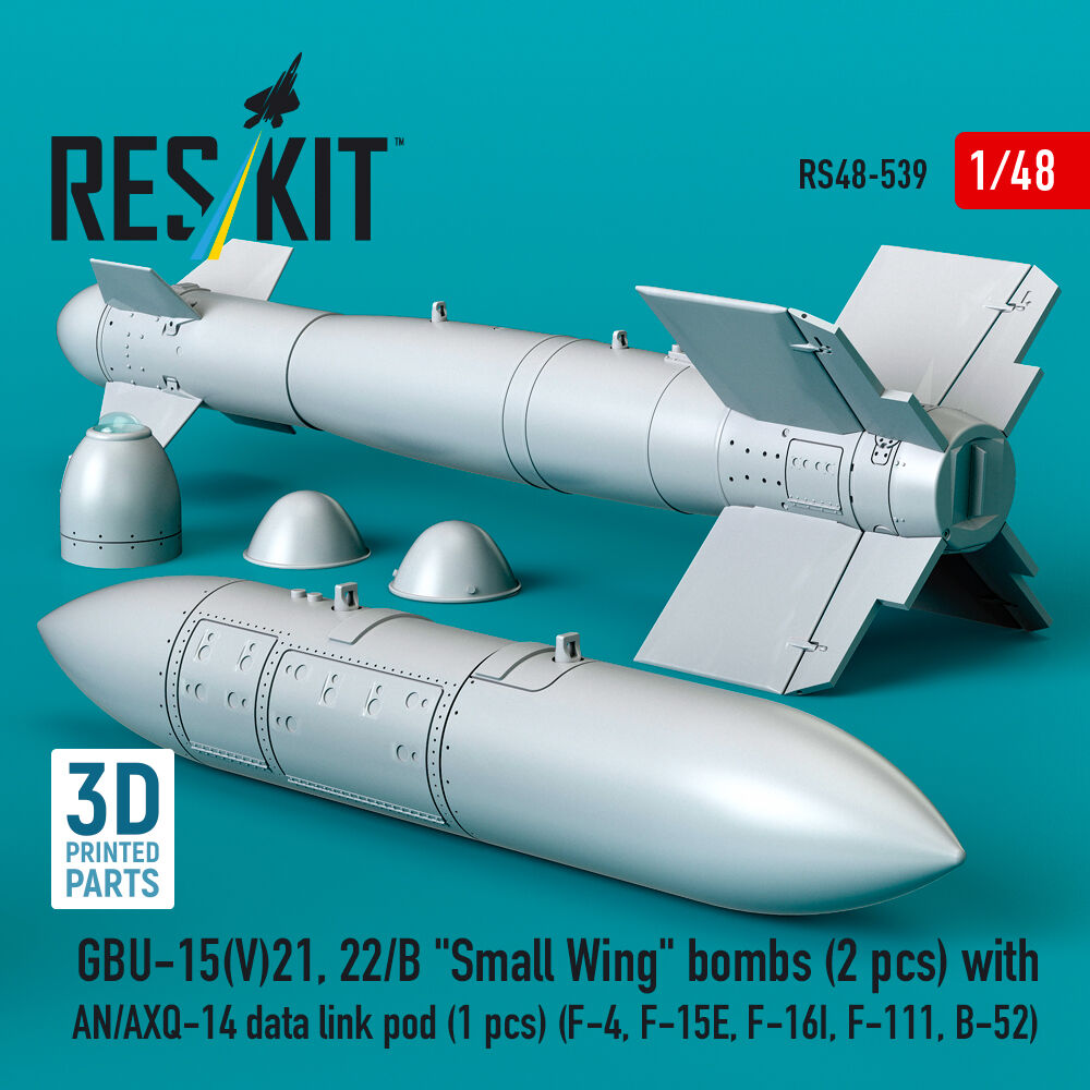 GBU-15(V)21, 22/B Small Wing bombs (2 pcs) with AN/AXQ-14 data link pod (1 pcs) (F-4, F-15E, F-16I, F-111, B-52) (3D Printed)