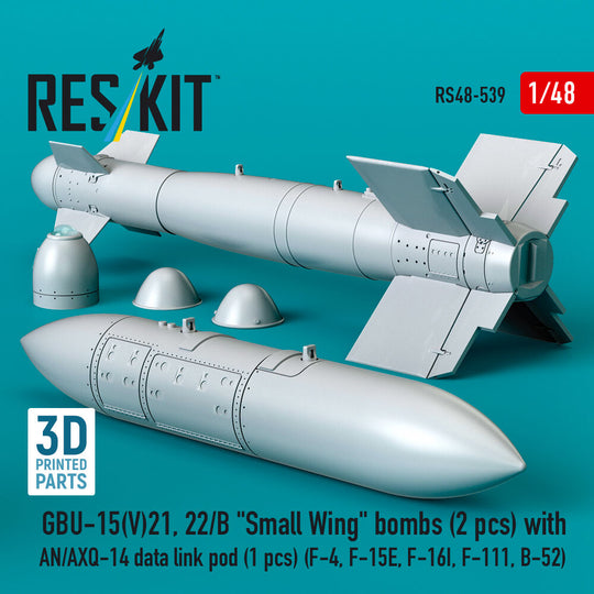 GBU-15(V)21, 22/B Small Wing bombs (2 pcs) with AN/AXQ-14 data link pod (1 pcs) (F-4, F-15E, F-16I, F-111, B-52) (3D Printed)