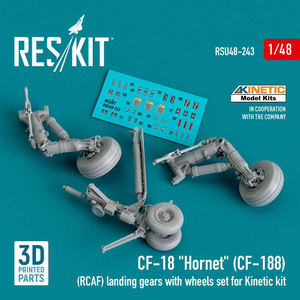CF-18 Hornet (CF-188) (RCAF) landing gears with wheels set for Kinetic kit (3D Printed)