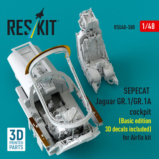 SEPECAT Jaguar GR.1/GR.1A cockpit (Basic edition 3D decals included) (3D Printed) for Airfix