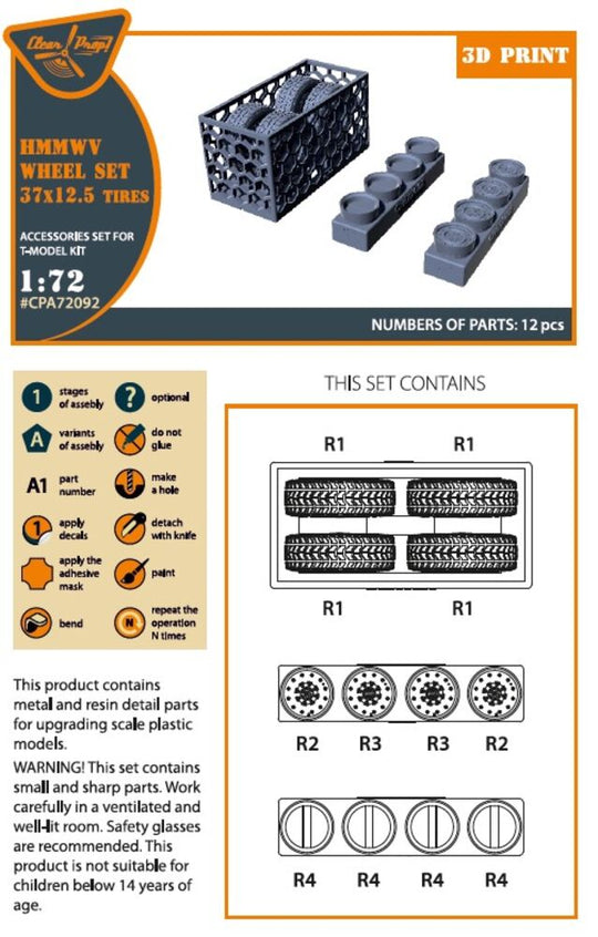HMMWV Wheel set 37x12,5 Tires for T-Model kits
