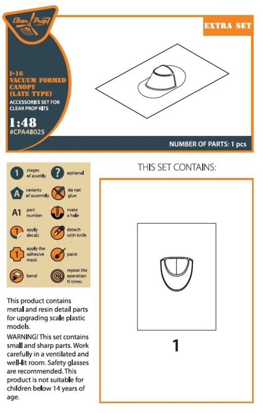 I-16 vacuum formed canopy (late version) for CP kit
