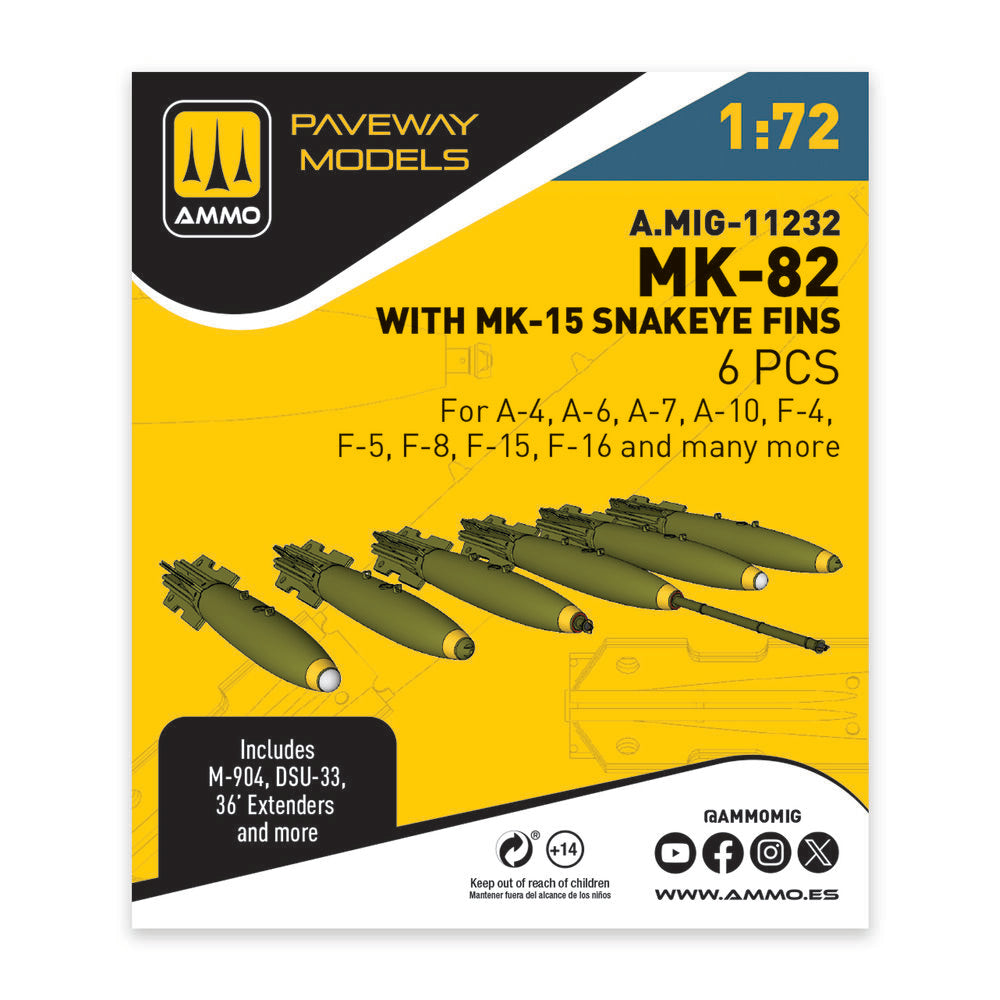 MK-82 with MK-15 Snakeye fin (6 pcs)