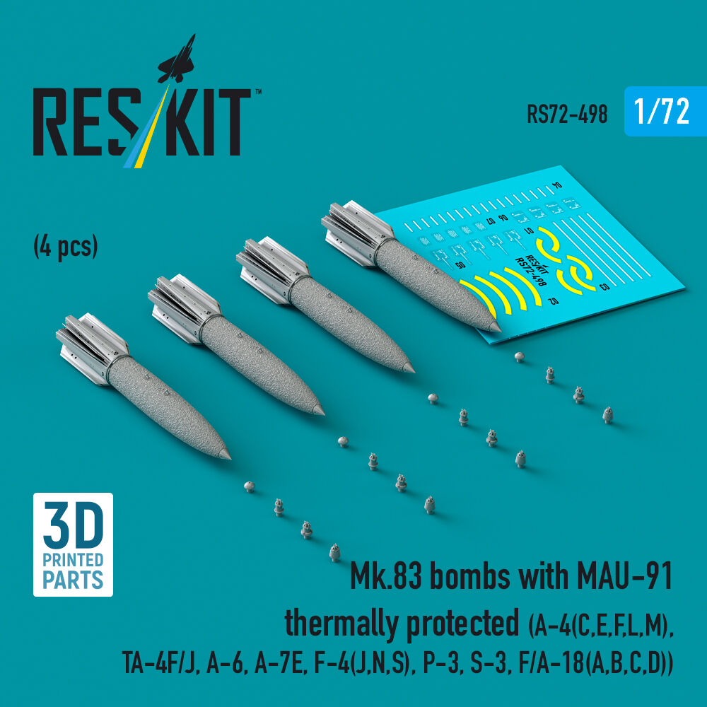 Mk.83 bombs with MAU-91 thermally protected (4 pcs) (A-4E, A-4F, B-52G/H) (3D printed)