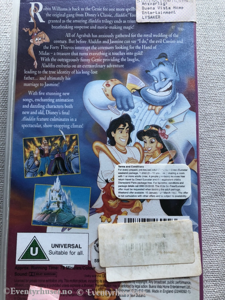 Aladdin. I Norsk Salg! King Of Thieves. Vhs. Vhs