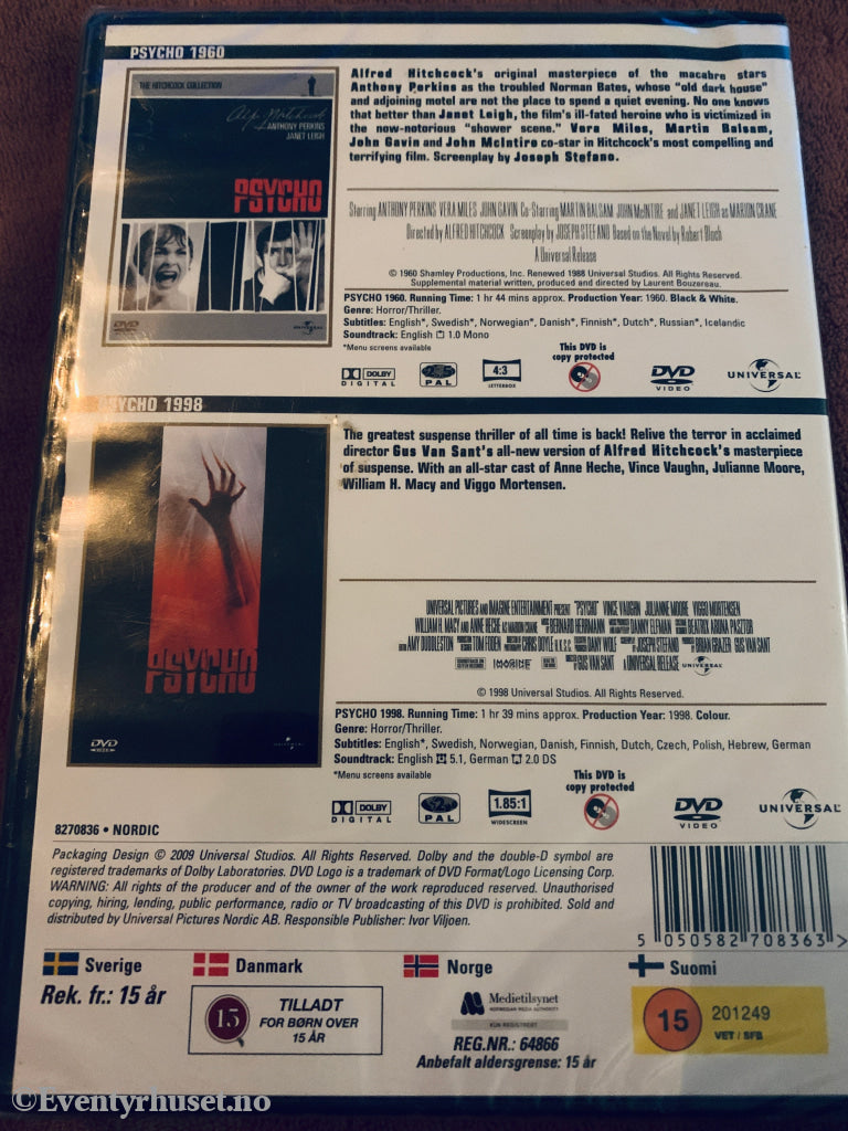 Alfred Hitchcock. 1960 / 1998. Psycho. DVD samleboks. Ny i plast! DVD