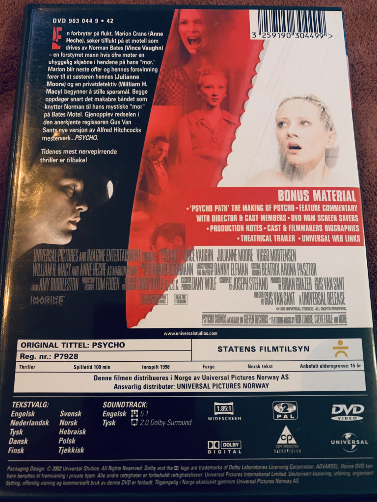 Alfred Hitchcock. 1998. Psycho. DVD. DVD