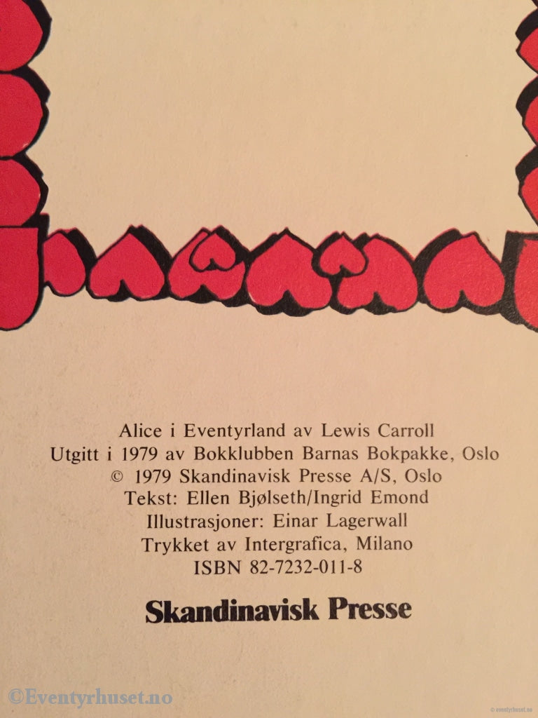 Alice I Eventyrland. 1979 1982. Eventyrbok