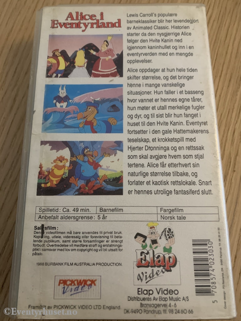 Alice I Eventyrland. 1988. Vhs. Vhs