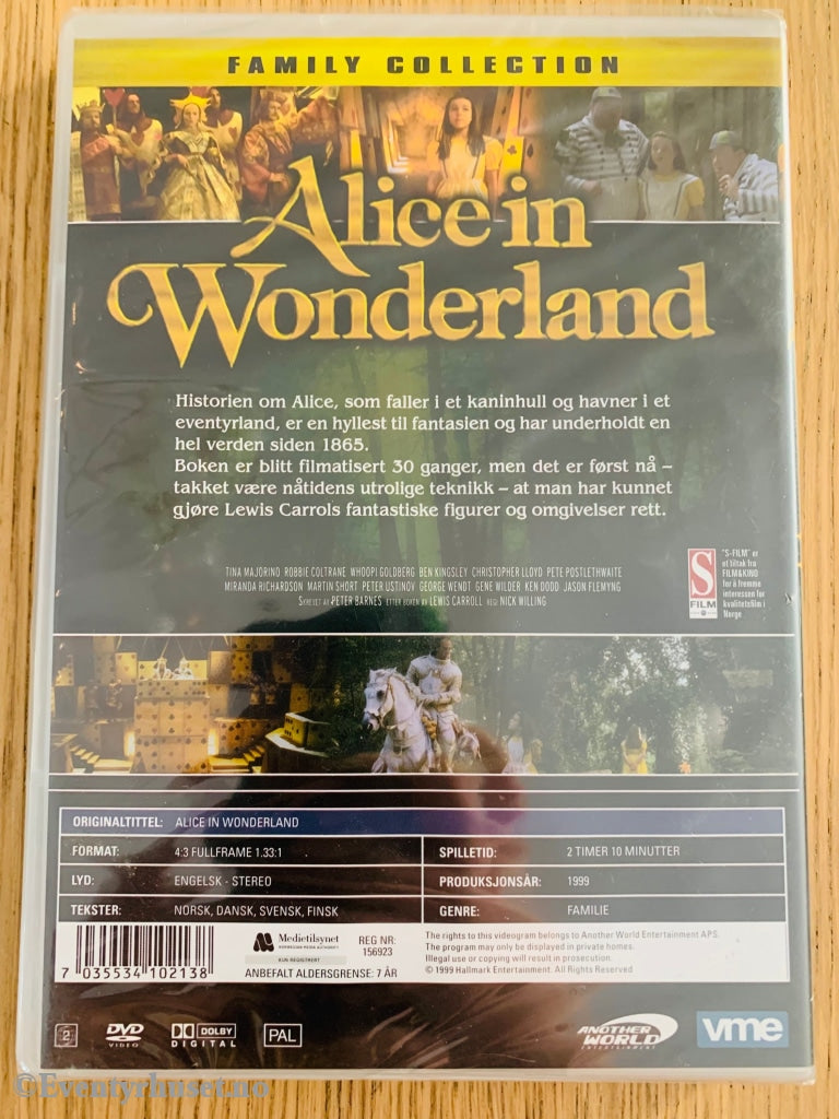 Alice In Wonderland. 1999. Dvd. Dvd