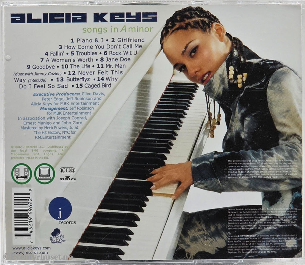 Alicia Keys, 2001, Songs in A Minor. Musikk-CD.
