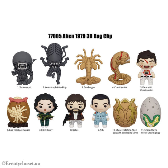 Alien 3D PVC Bag Clips Series 1 Display (24) Fashion & Accessories