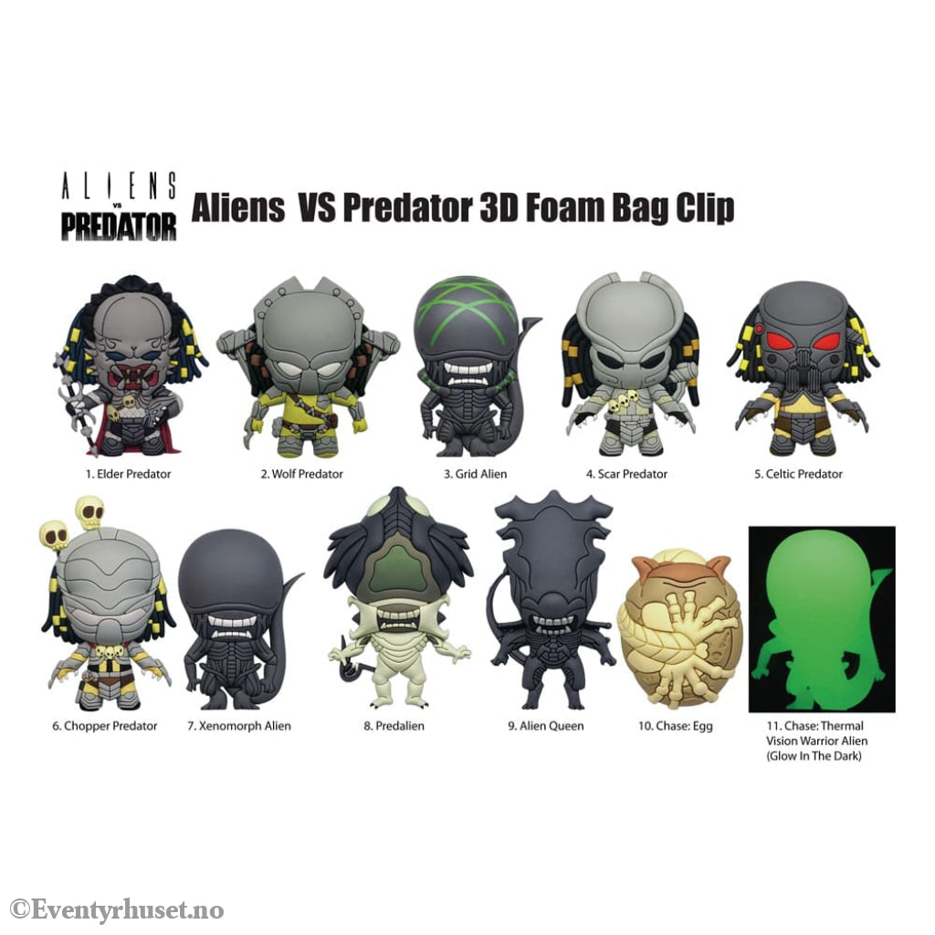 Alien vs. Predator 3D PVC Bag Clips Display (24) Fashion & Accessories
