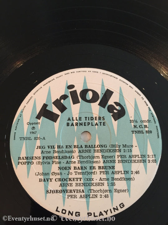 Alle Tiders Barneplate Vol. 1. 1967. Lp. Lp Plate