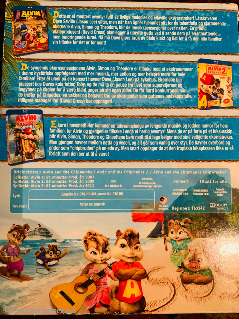 Alvin og Gjengen 1, 2 & 3. Blu-ray samleboks.