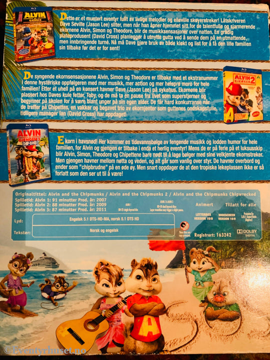 Alvin og Gjengen 1, 2 & 3. Blu-ray samleboks.