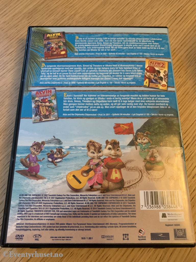 Alvin Og Gjengen. 1 2 & 3. Dvd Samleboks.