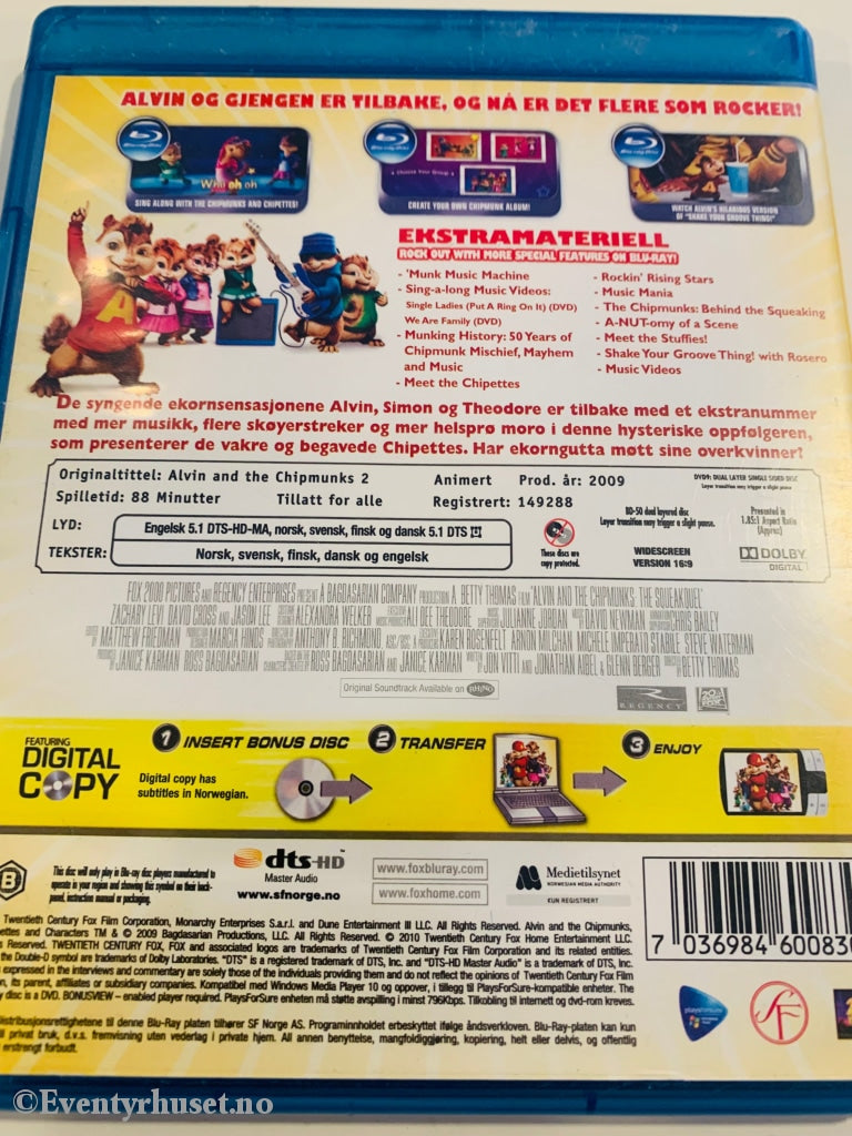 Alvin Og Gjengen 2. Blu-Ray. Blu-Ray Disc