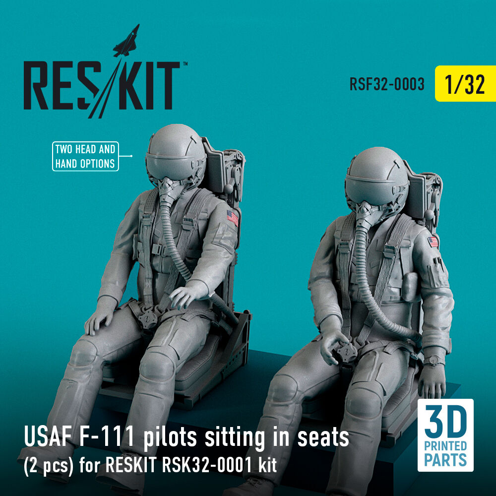 USAF F-111 pilots sitting in seats (2 pcs) for RESKIT RSK32-0002 kit (3D Printed)