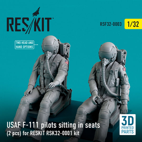 USAF F-111 pilots sitting in seats (2 pcs) for RESKIT RSK32-0002 kit (3D Printed)
