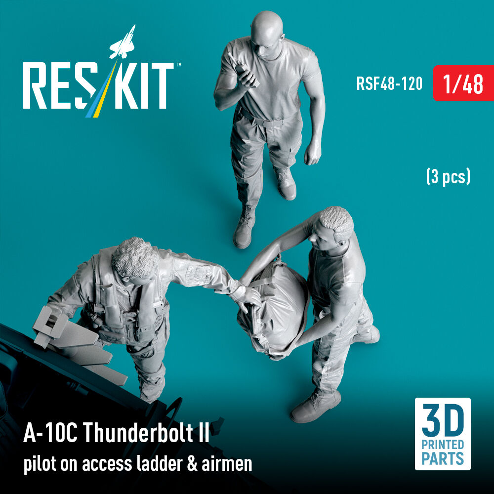 A-10C Thunderbolt II pilot on access ladder & airmen (3 pcs) (3D Printed)