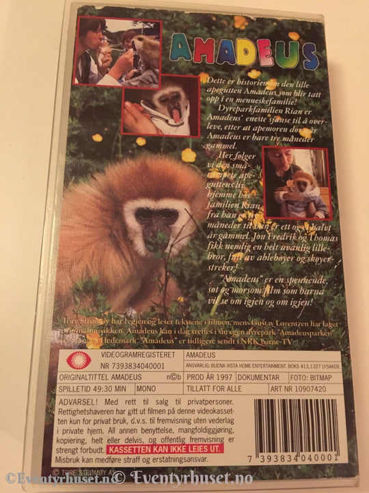 Amadeus. Kjent Fra Nrk Barne-Tv. Fortalt Av Tore Strømøy. 1997. Vhs. Vhs