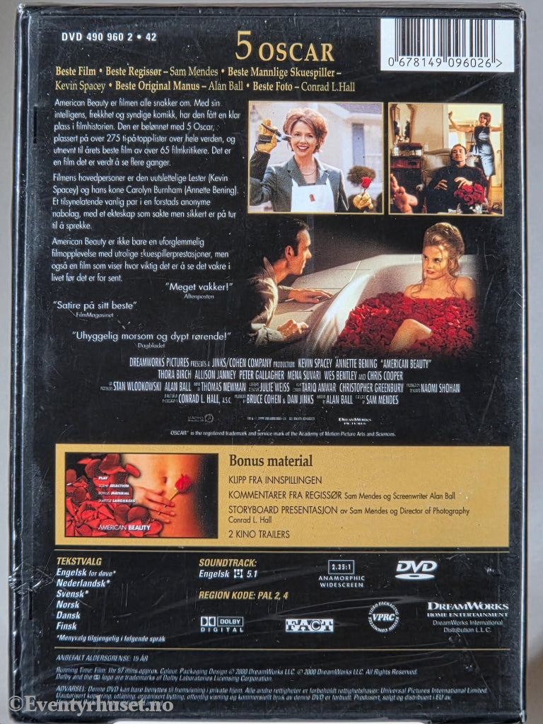 American Beauty (1999). DVD. Ny i plast!