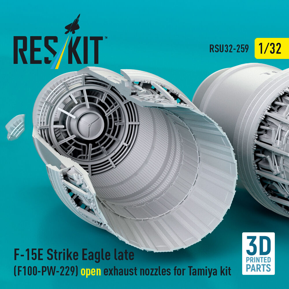F?15E Strike Eagle late (F100-PW-229) open exhaust nozzles for Tamiya kit (3D Printed)